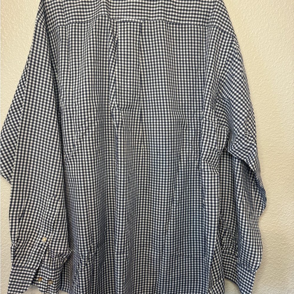 Orvis navy and white gingham button down long sleeve oxford casual shirt - Picture 5 of 9
